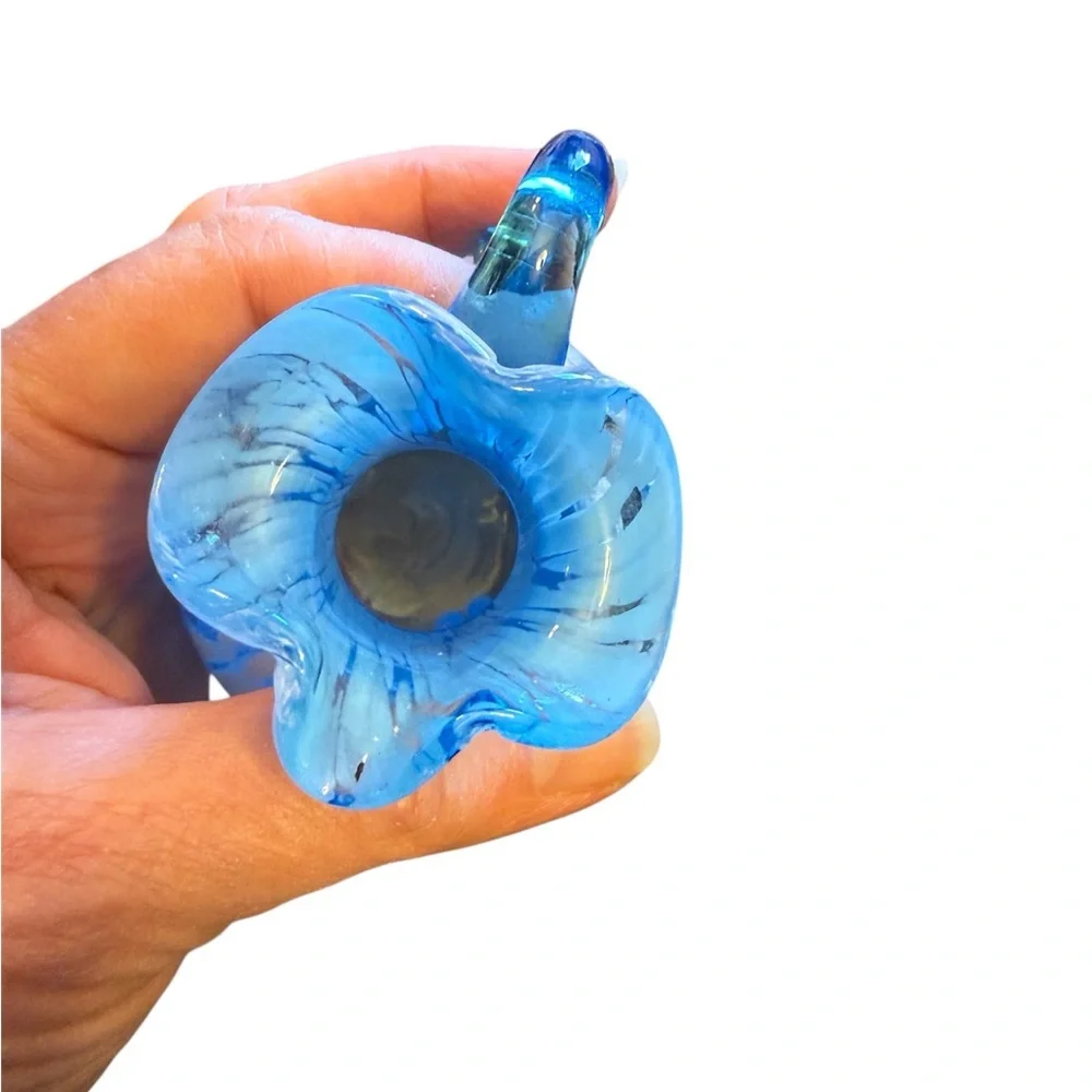 Vintage Hand blown Blue Speckle Mini Pitcher